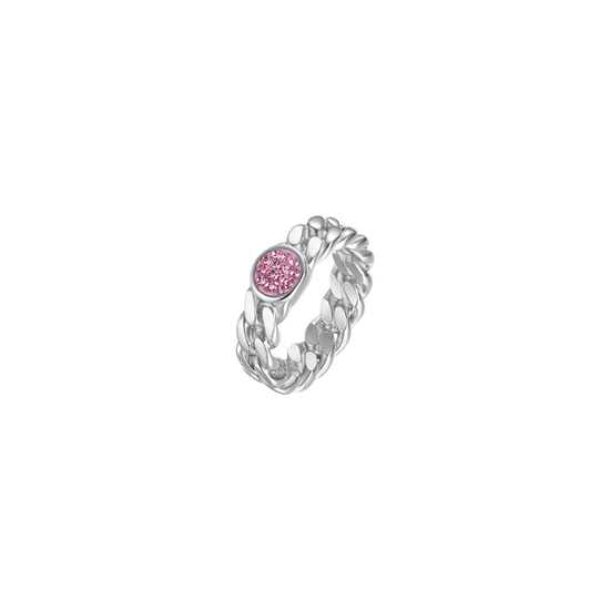 ANELLO DONNA IN ACCIAIO CON CRISTALLO ROSA