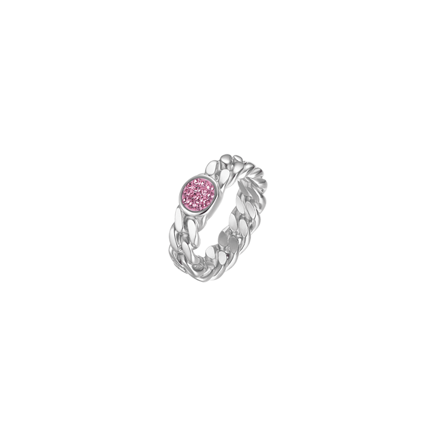 ANELLO DONNA IN ACCIAIO CON CRISTALLO ROSA