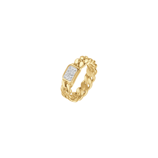 ANELLO IN ACCIAIO IP GOLD CON CRISTALLI BIANCHI