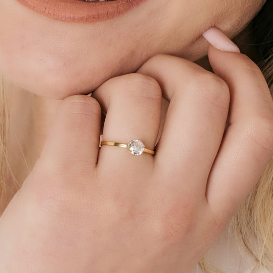 ANELLO SOLITARIO DONNA IN ACCIAIO CON CRISTALLO BIANCO Luca Barra