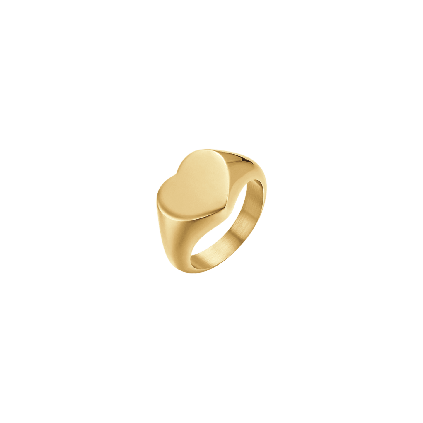 ANELLO DONNA SIGILLO IN ACCIAIO IP GOLD CON CUORE