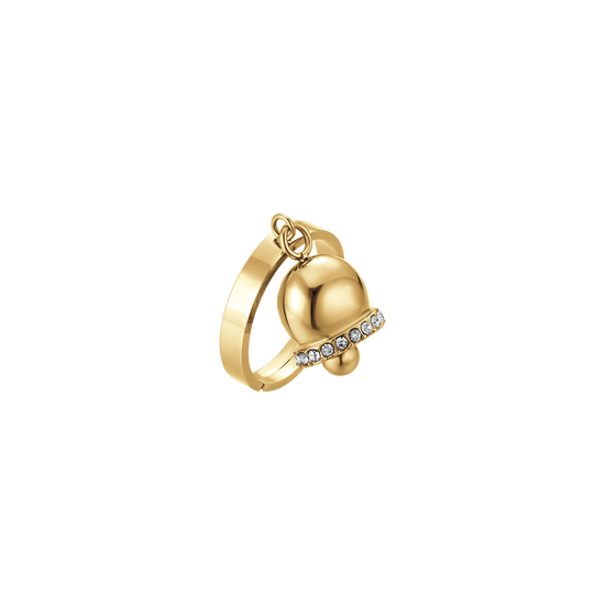 ANELLO DONNA IN ACCIAIO IP GOLD CON CAMPANELLA CON CRISTALLI BIANCHI Luca Barra