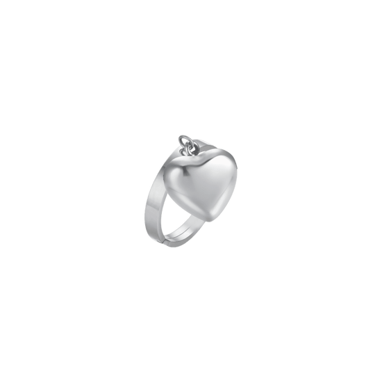 ANELLO DONNA IN ACCIAIO CON CUORE PIENO