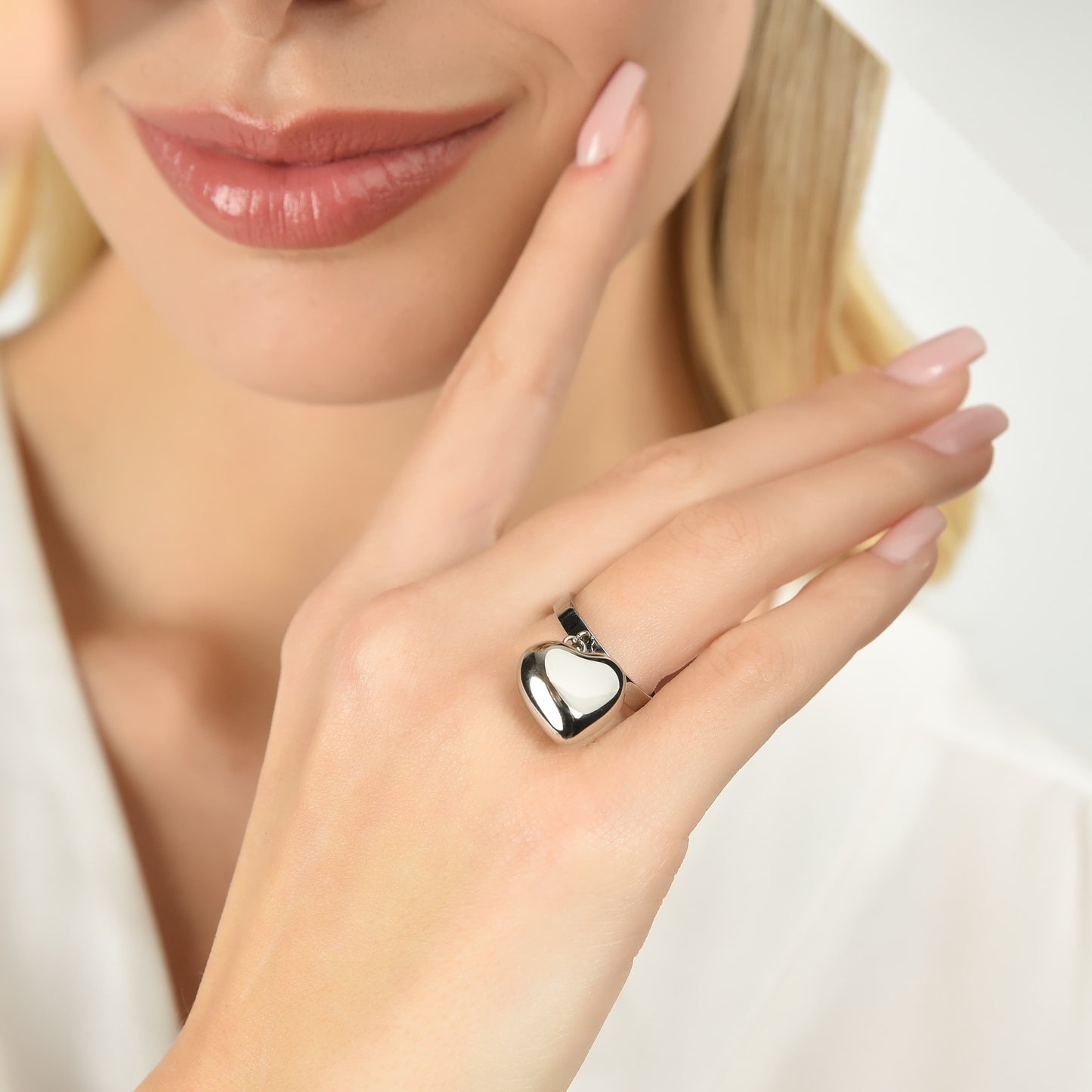 ANELLO DONNA IN ACCIAIO CON CUORE PIENO Luca Barra