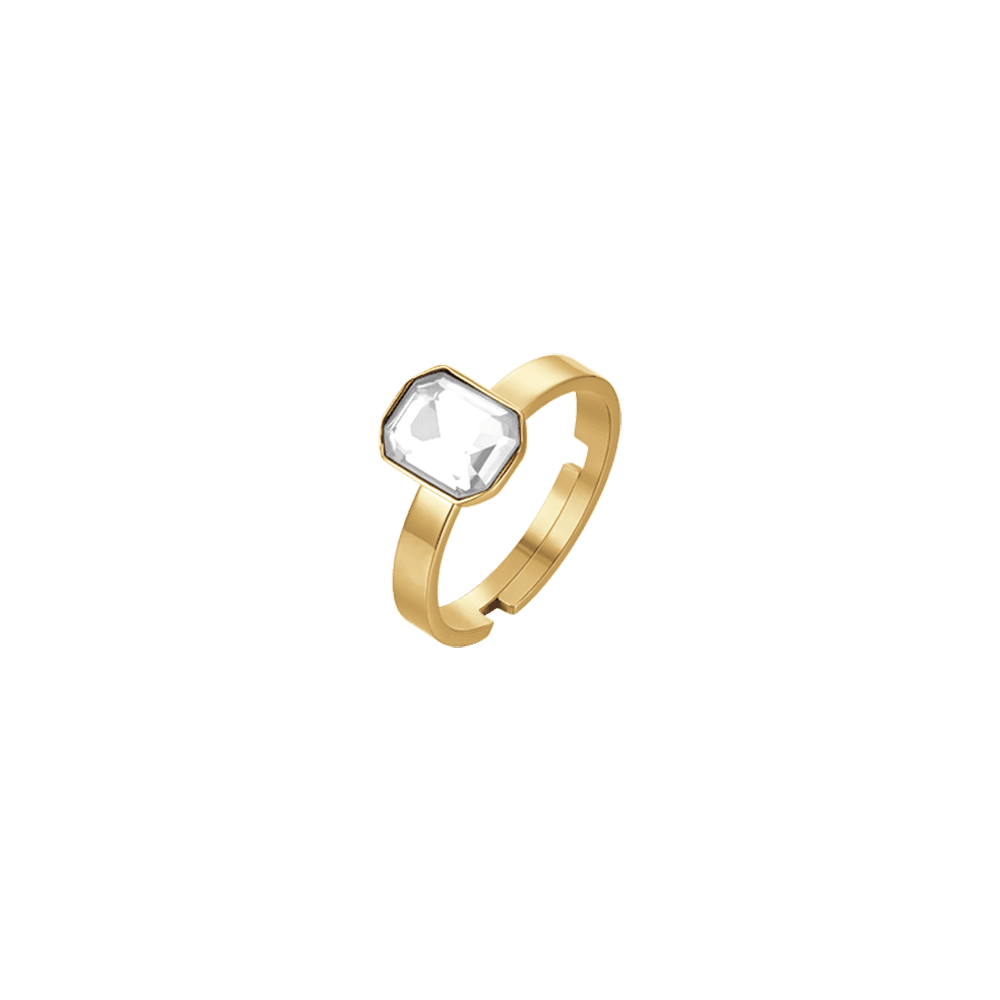 ANELLO DONNA IN ACCIAIO IP GOLD CON CRISTALLO BIANCO