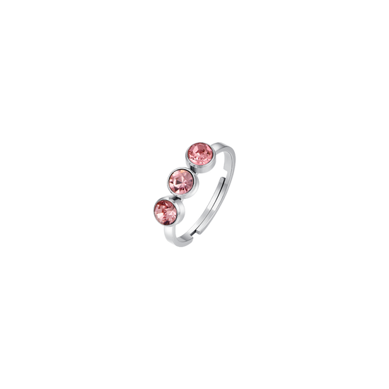 ANELLO DONNA IN ACCIAIO CRISTALLI ROSA