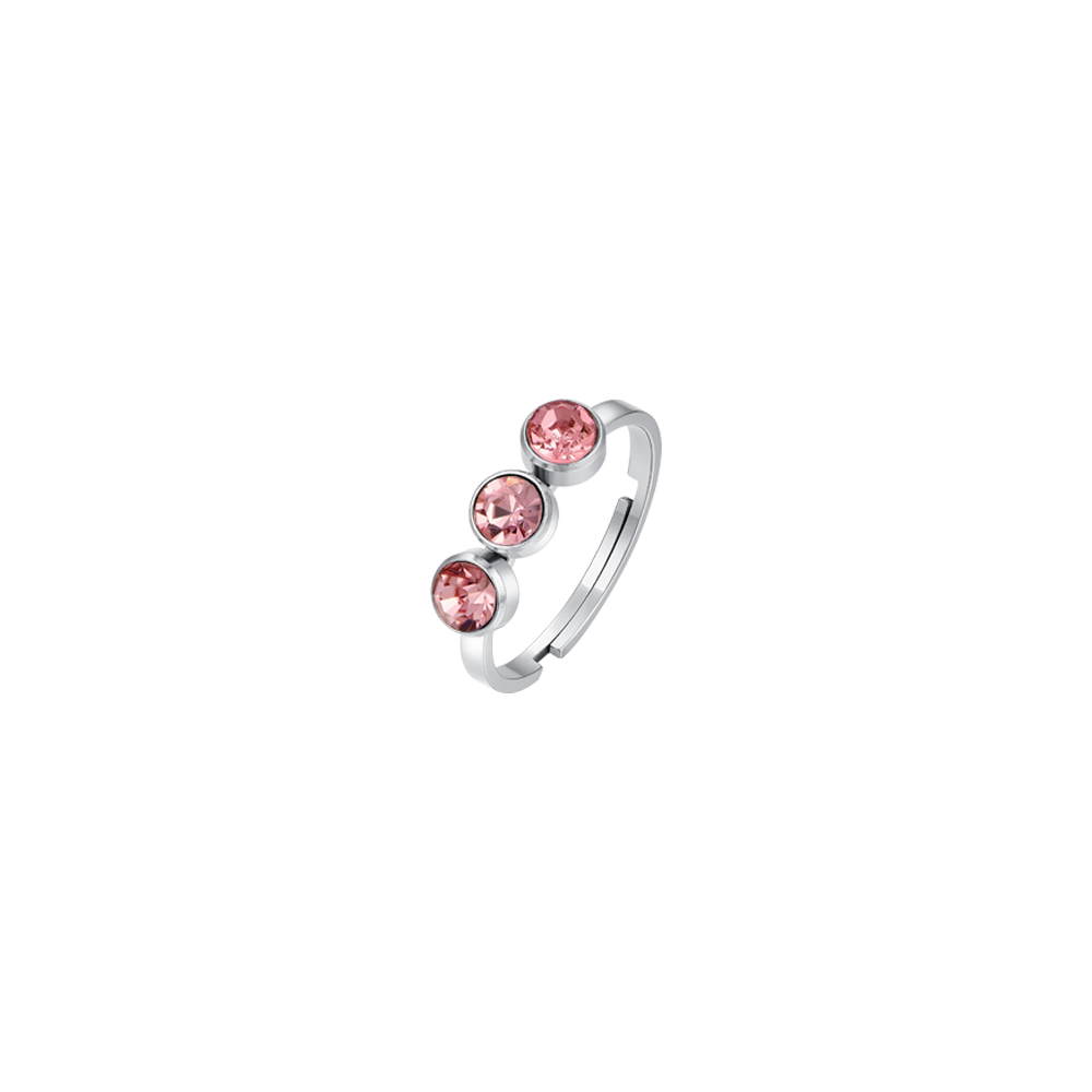 ANELLO DONNA IN ACCIAIO CRISTALLI ROSA