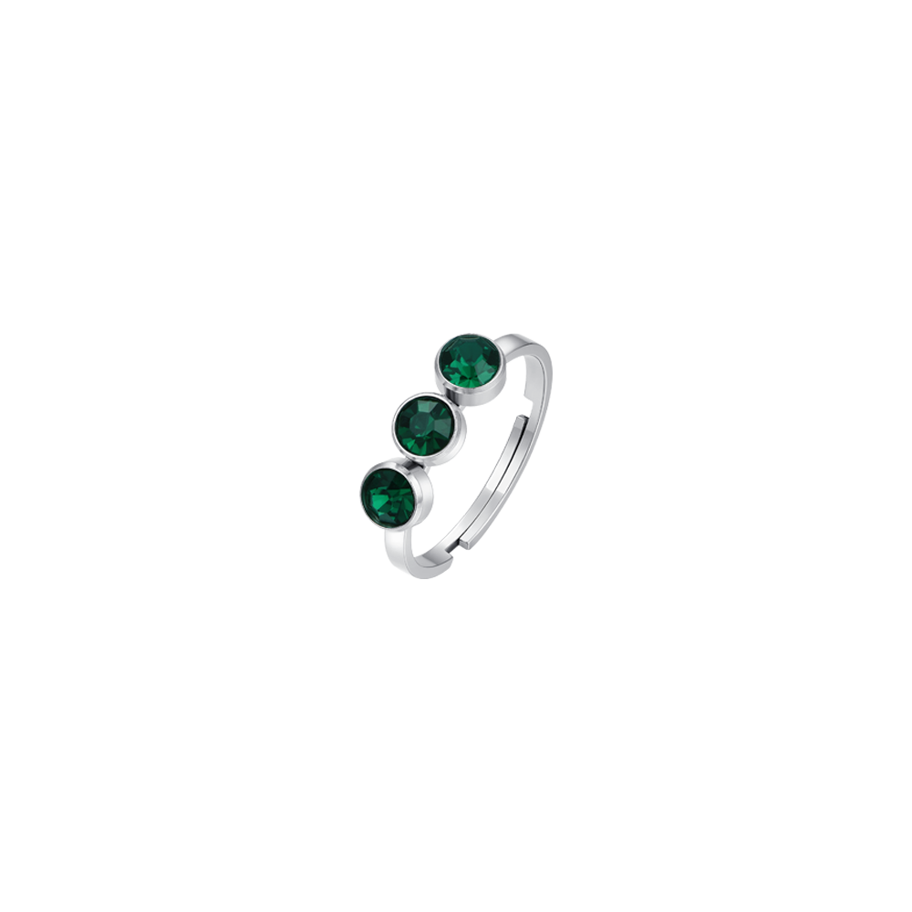 ANELLO DONNA IN ACCIAIO CRISTALLI VERDE Luca Barra