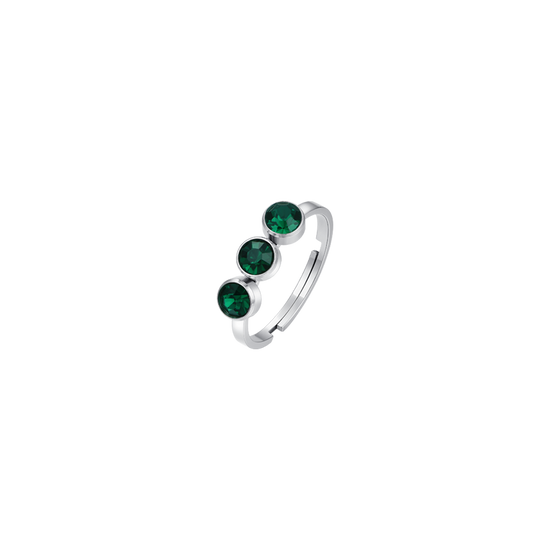 ANELLO DONNA IN ACCIAIO CRISTALLI VERDE Luca Barra