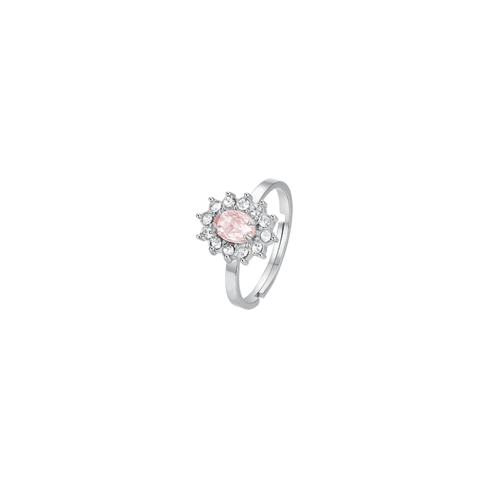 ANELLO DONNA IN ACCIAIO CRISTALLI E ZIRCONE ROSA