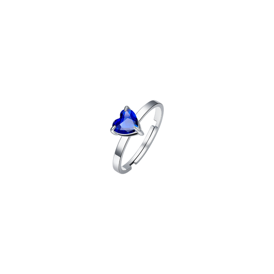 ANELLO DONNA IN ACCIAIO CON CUORE CRISTALLO BLU