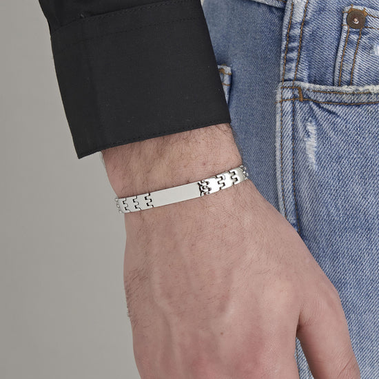 BRACCIALE UOMO IN ACCIAIO MAGLIA LARGA