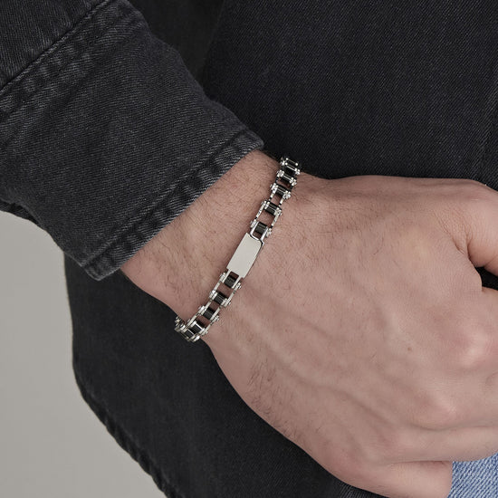 BRACCIALE UOMO IN ACCIAIO CATENA BICI IP NERO