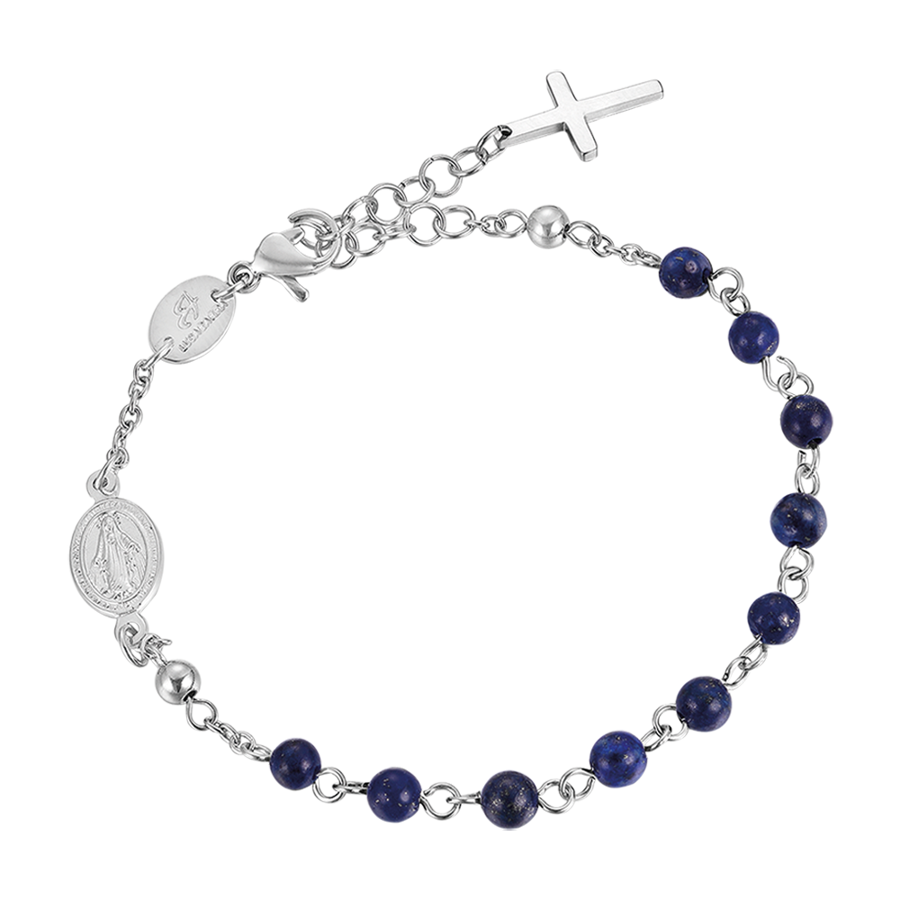 BRACCIALE UOMO ROSARIO IN ACCIAIO CON PIETRE LAPIS