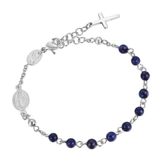 BRACCIALE UOMO ROSARIO IN ACCIAIO CON PIETRE LAPIS