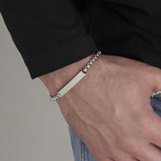 BRACCIALE UOMO IN ACCIAIO CON PIASTRA PERSONALIZZABILE Luca Barra