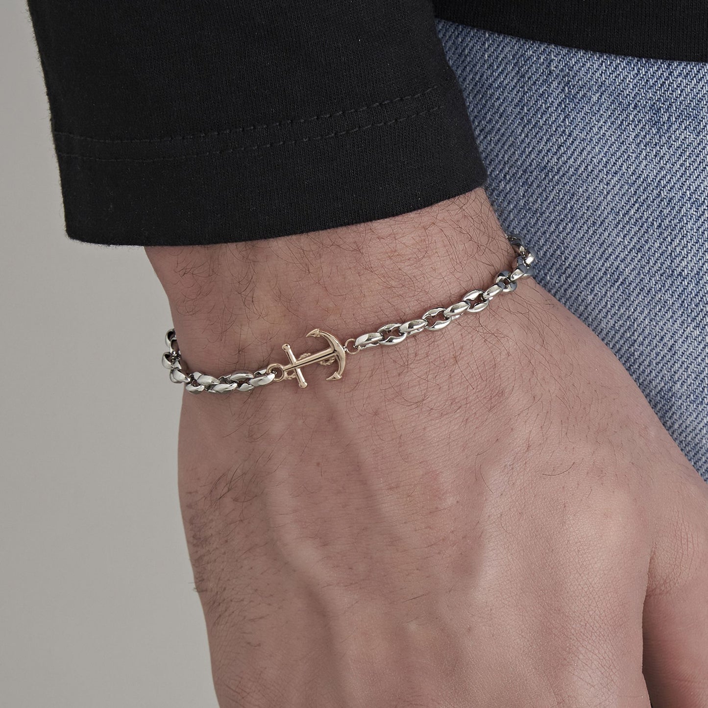 BRACCIALE UOMO IN ACCIAIO CON ANCORA IP ROSE Luca Barra