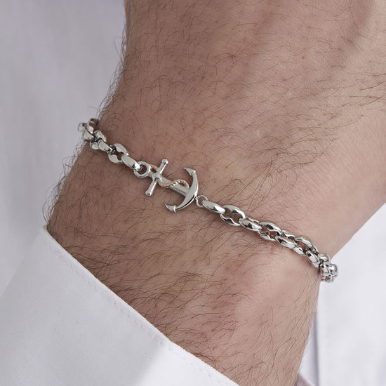 BRACCIALE UOMO IN ACCIAIO CON ANCORA