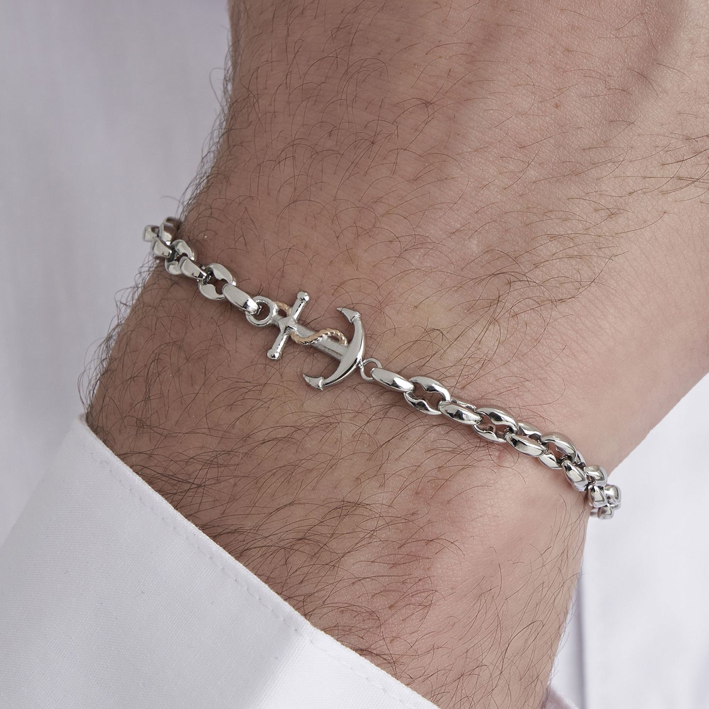 BRACCIALE UOMO IN ACCIAIO CON ANCORA Luca Barra