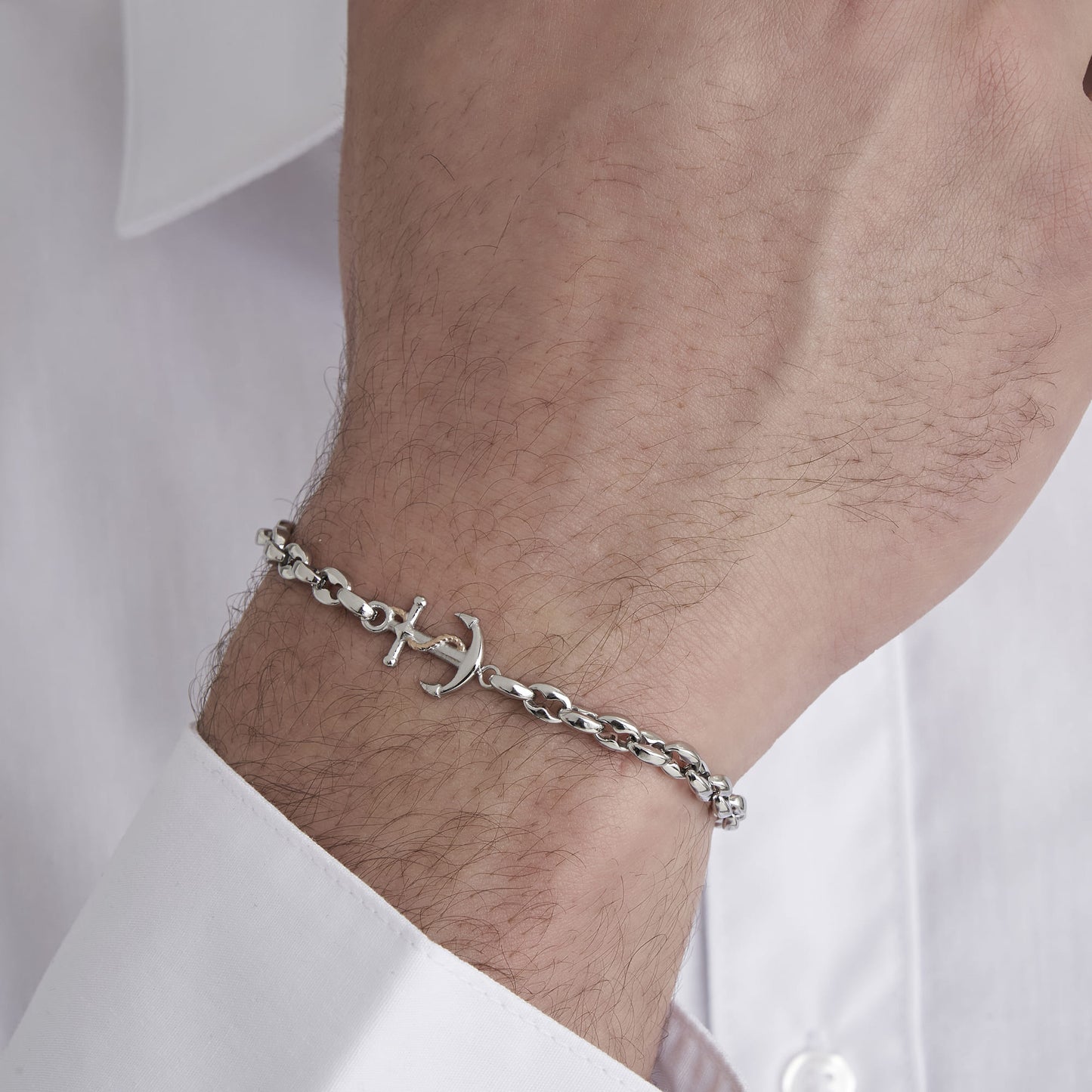 BRACCIALE UOMO IN ACCIAIO CON ANCORA