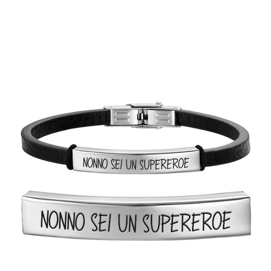 BRACCIALE UOMO IN ACCIAIO NONNO SEI UN SUPEREROE