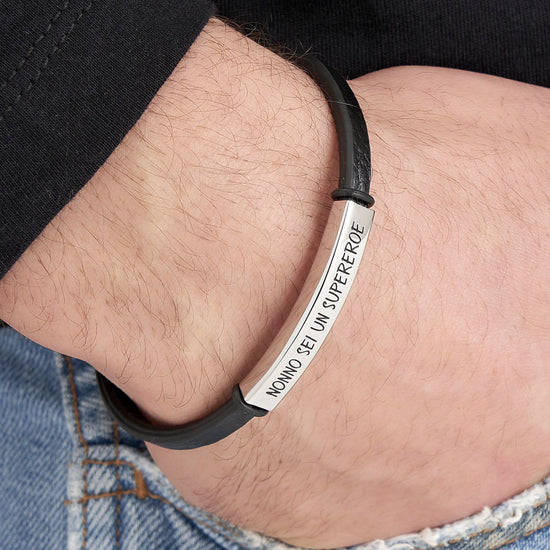 BRACCIALE UOMO IN ACCIAIO NONNO SEI UN SUPEREROE