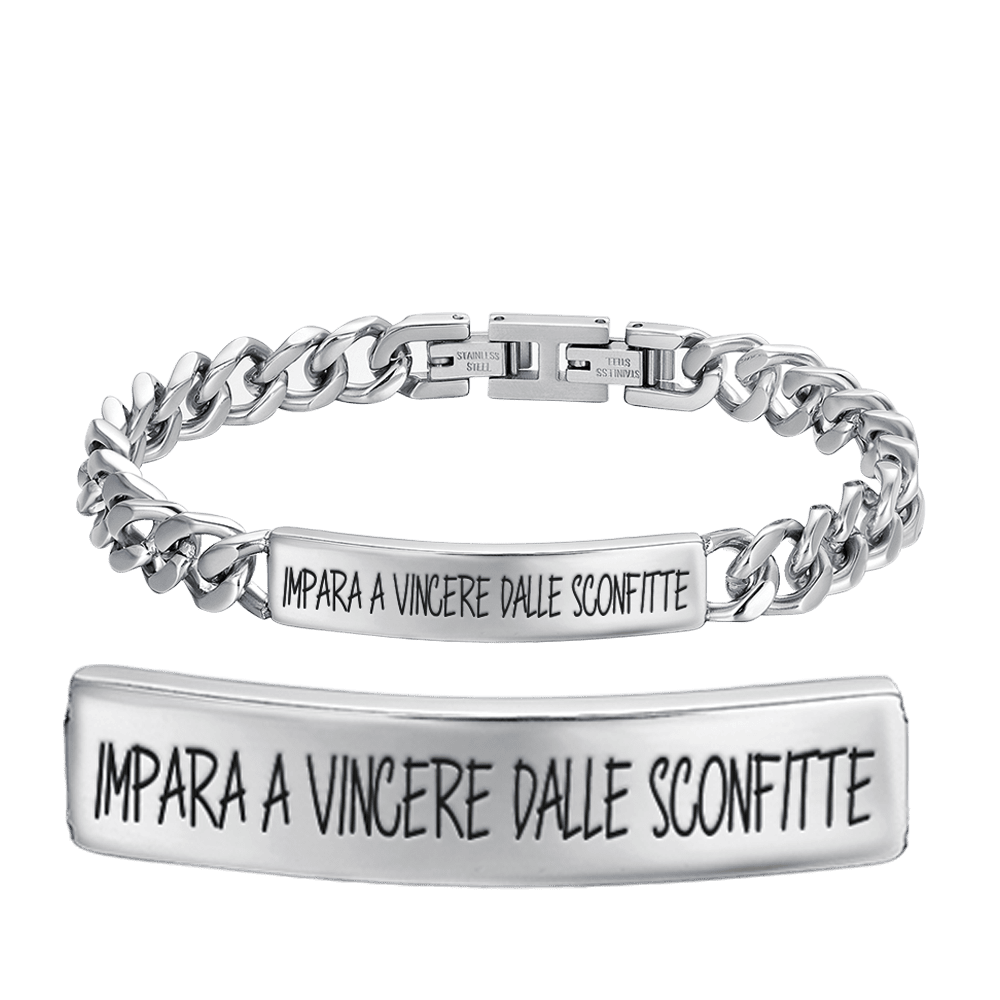 BRACCIALE UOMO IN ACCIAIO IMPARA A VINCERE DALLE SCONFITTE Luca Barra