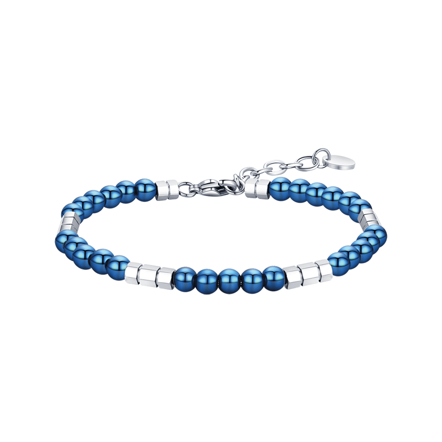 BRACCIALE UOMO IN ACCIAIO CON PIETRE BLU ED ELEMENTI IN ACCIAIO Luca Barra