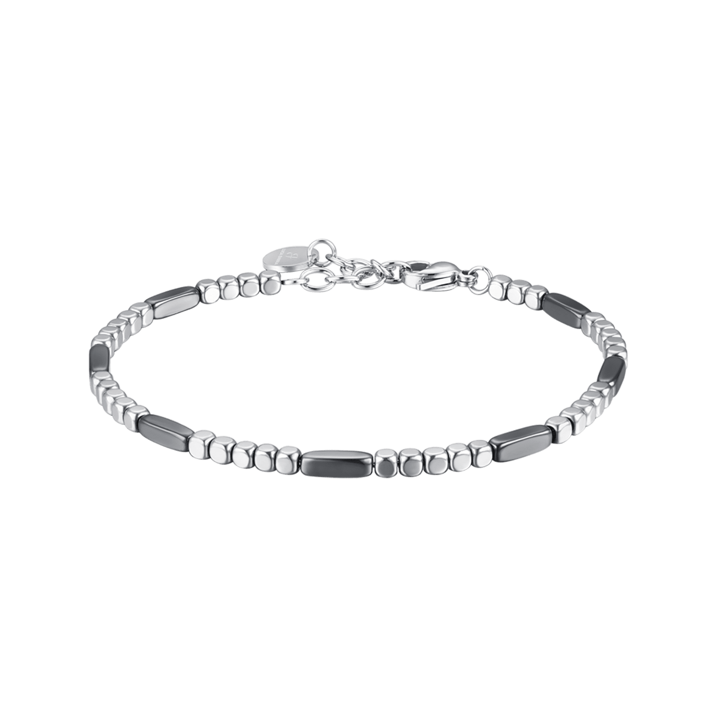 BRACCIALE UOMO IN ACCIAIO CON EMATITE SILVER ED ELEMENTI GRIGI