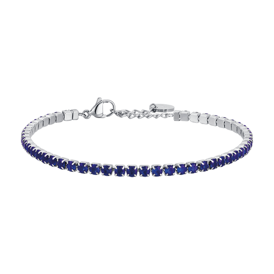 BRACCIALE TENNIS UOMO IN ACCIAIO CON CRISTALLI BLU