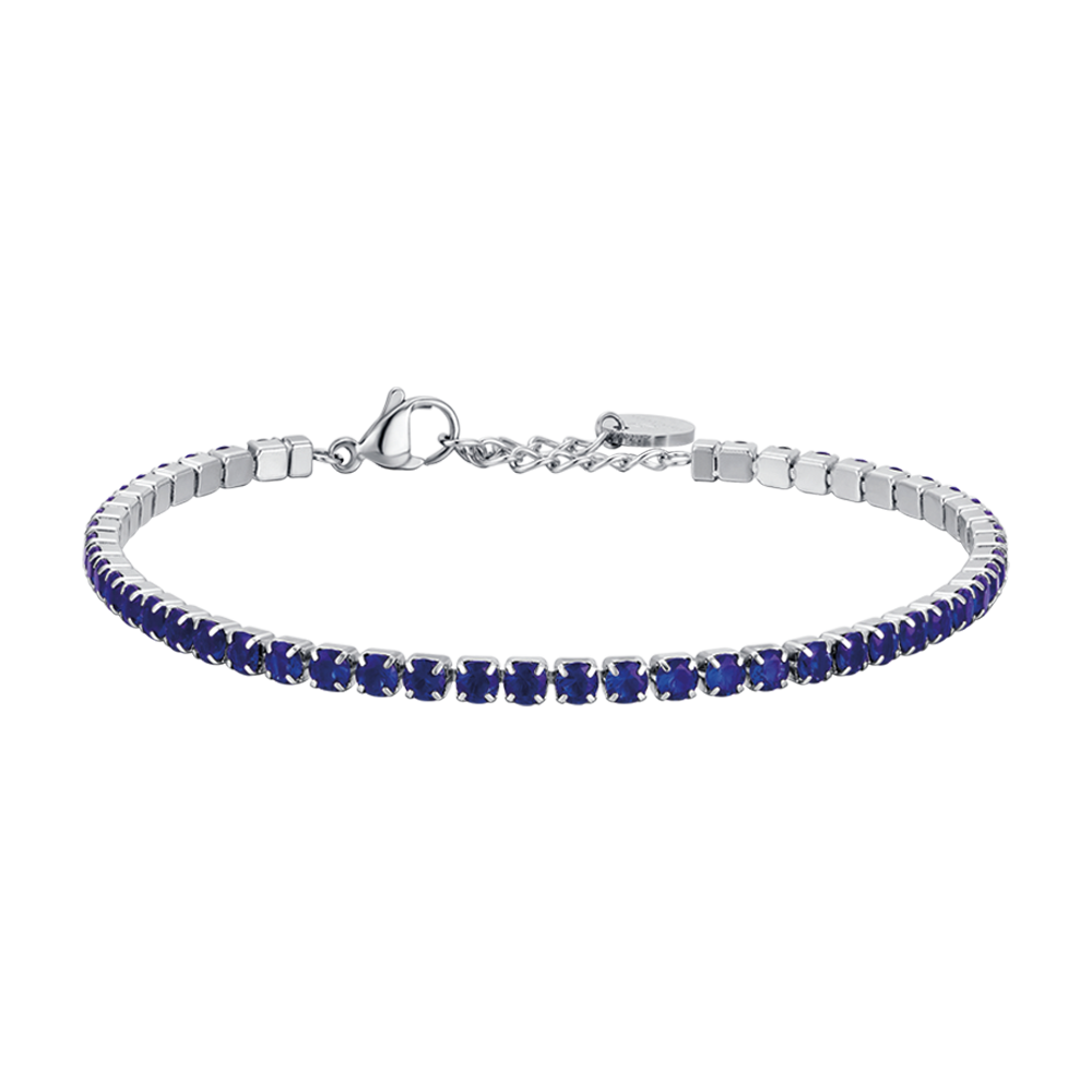 BRACCIALE TENNIS UOMO IN ACCIAIO CON CRISTALLI BLU