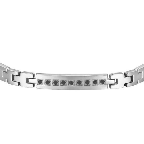 BRACCIALE UOMO IN ACCIAIO CON CRISTALLI NERI