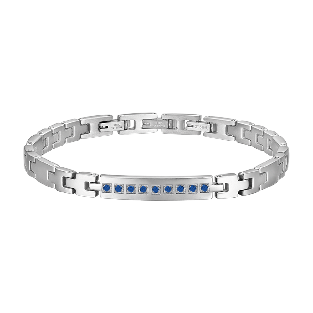 BRACCIALE UOMO IN ACCIAIO CON CRISTALLI BLU