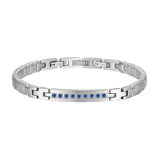 BRACCIALE UOMO IN ACCIAIO CON CRISTALLI BLU