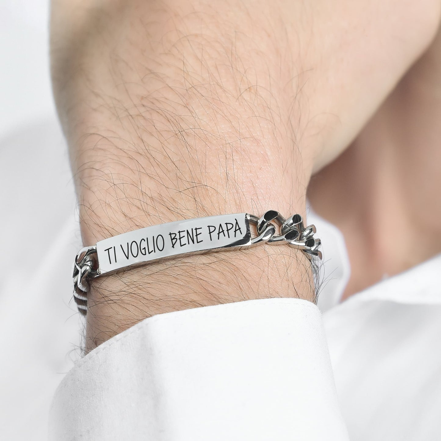 BRACCIALE UOMO IN ACCIAIO TI VOGLIO BENE PAPA'