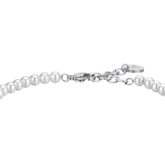 BRACCIALE UOMO IN ACCIAIO CON PERLE BIANCHE