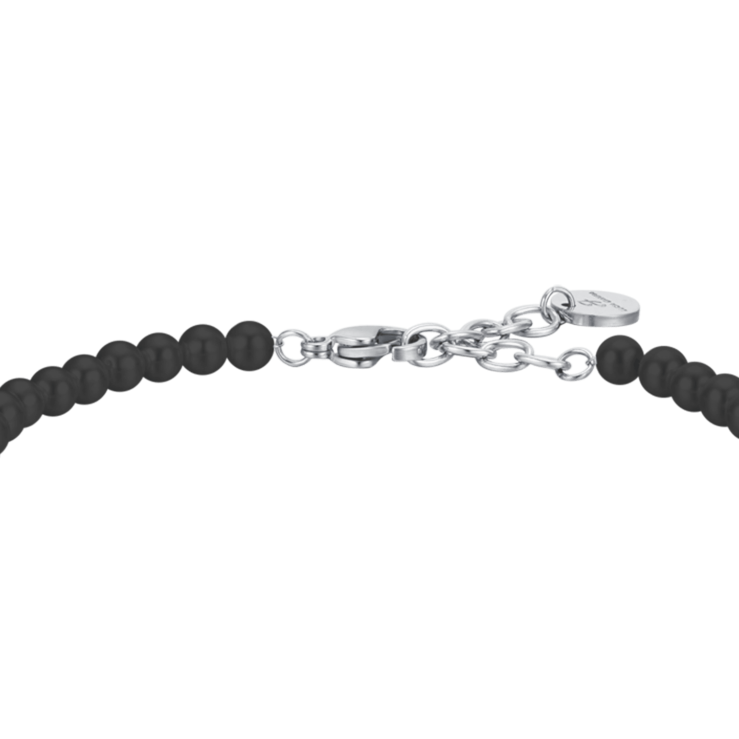 BRACCIALE UOMO IN ACCIAIO CON PERLE NERE