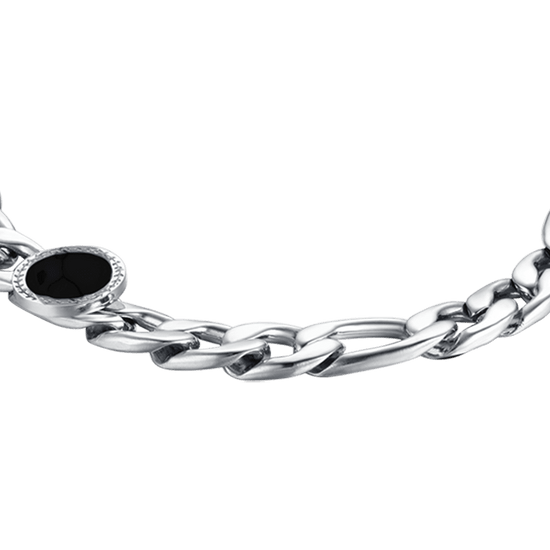 BRACCIALE UOMO IN ACCIAIO CON AGATA NERA