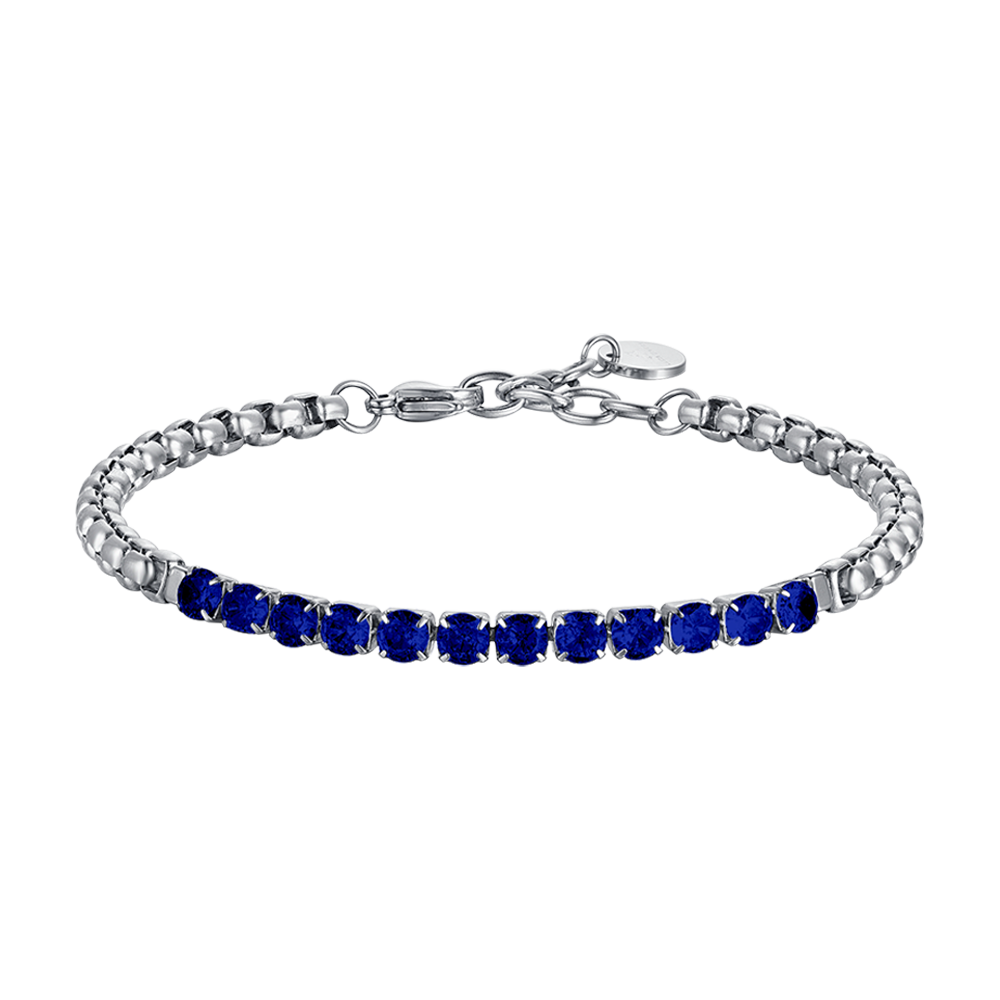 BRACCIALE UOMO IN ACCIAIO CON CRISTALLI BLU