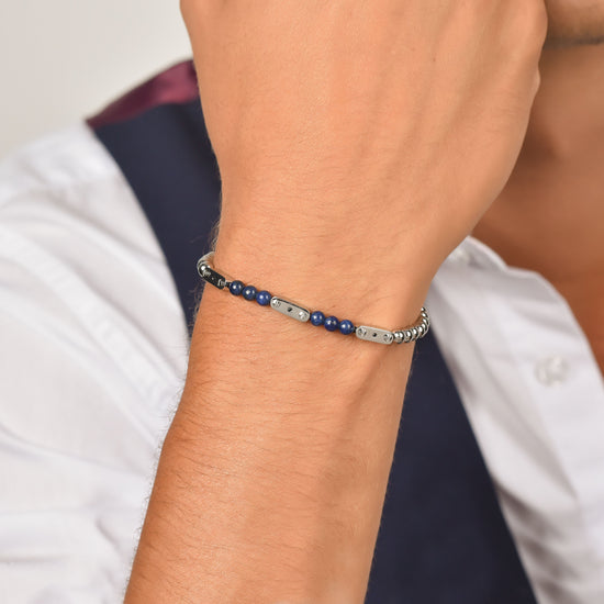 BRACCIALE UOMO IN ACCIAIO CON PIETRE LAPIS