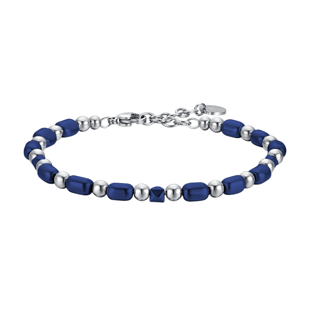 BRACCIALE UOMO IN ACCIAIO CON EMATITE BLU