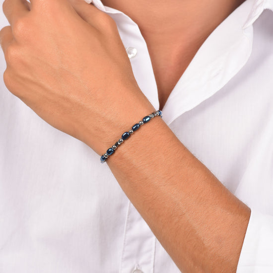 BRACCIALE UOMO IN ACCIAIO CON EMATITE BLU