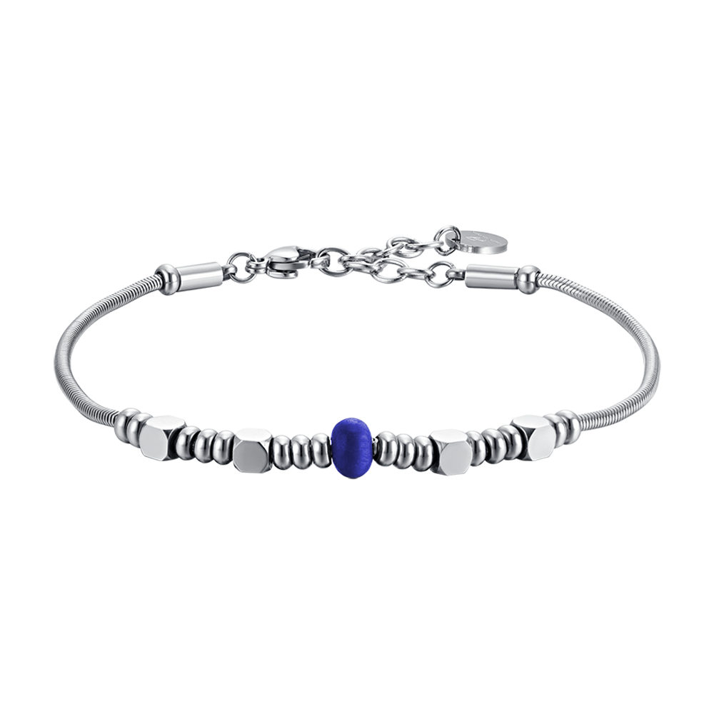 BRACCIALE UOMO IN ACCIAIO CON PIETRA BLU