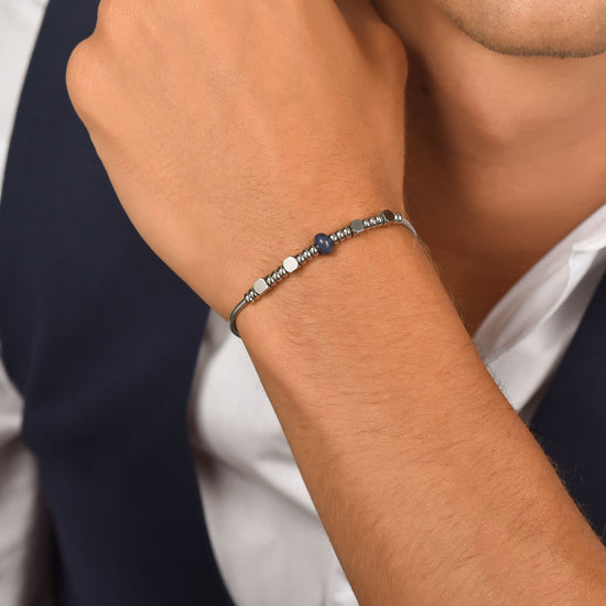 BRACCIALE UOMO IN ACCIAIO CON PIETRA BLU