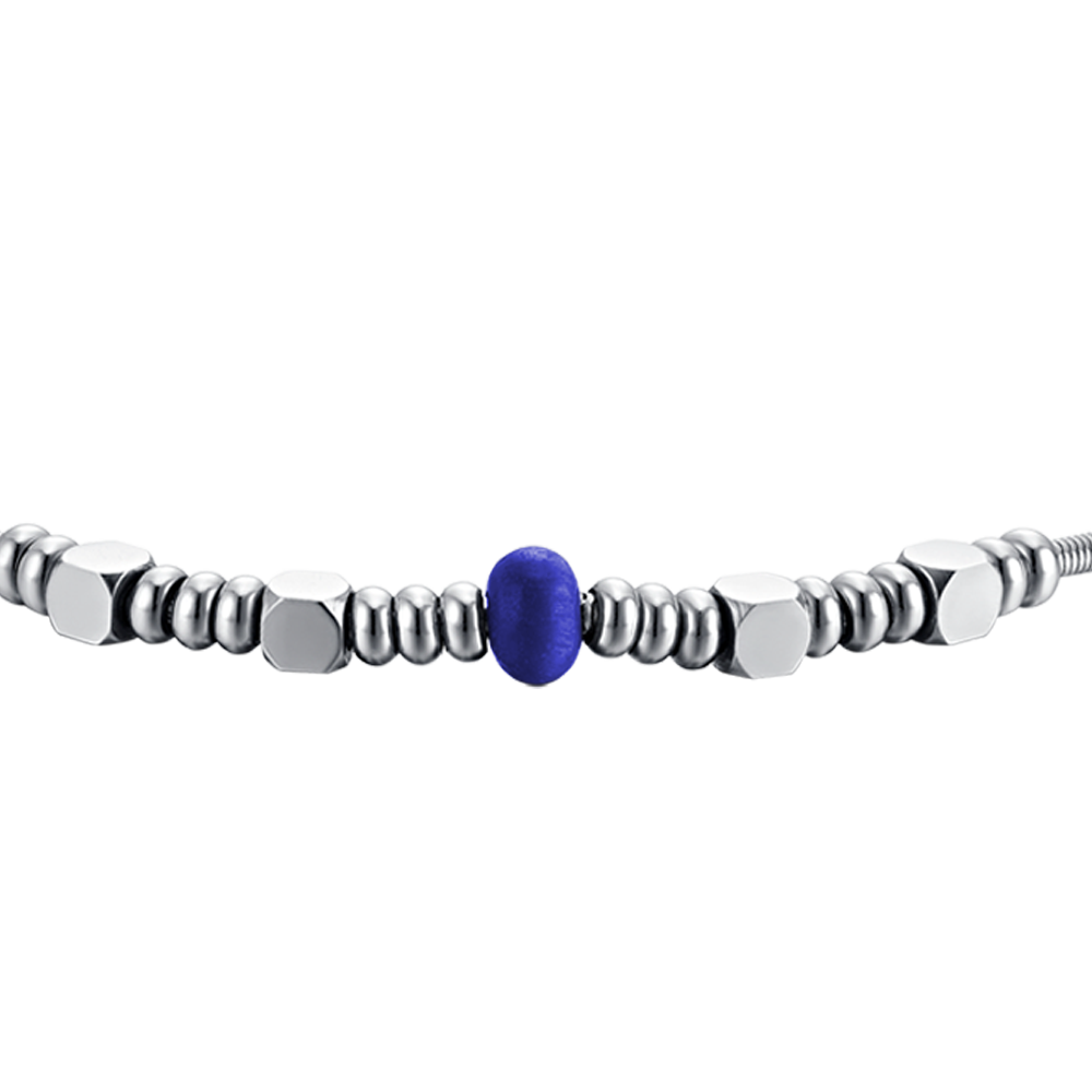 BRACCIALE UOMO IN ACCIAIO CON PIETRA BLU