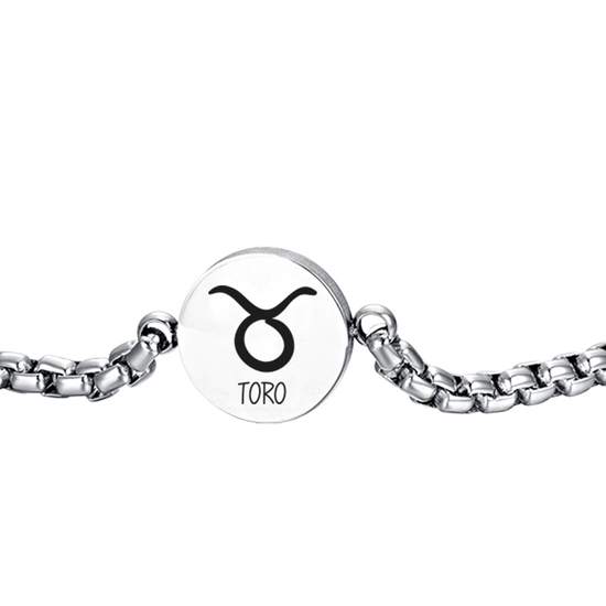 BRACCIALE UOMO IN ACCIAIO SEGNO ZODIACALE TORO PIASTRA