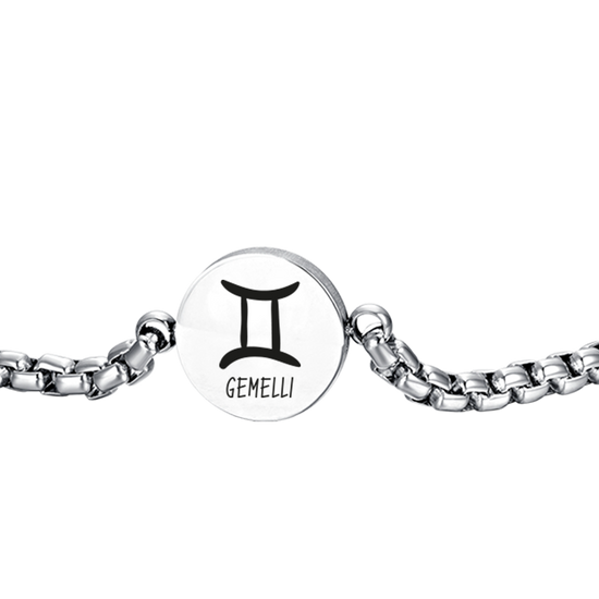 BRACCIALE UOMO IN ACCIAIO SEGNO ZODIACALE GEMELLI PIASTRA