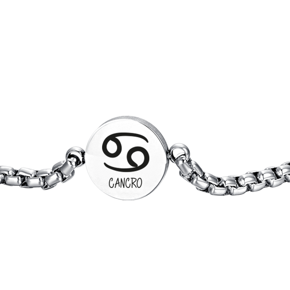 BRACCIALE UOMO IN ACCIAIO SEGNO ZODIACALE CANCRO PIASTRA