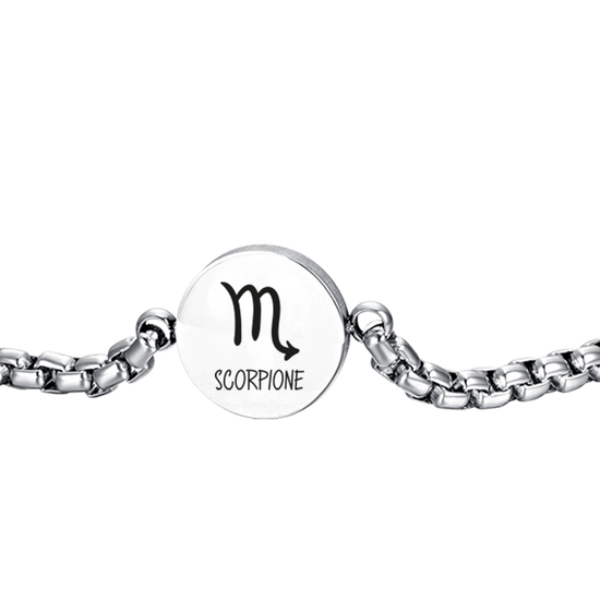 BRACCIALE UOMO IN ACCIAIO SEGNO ZODIACALE SCORPIONE PIASTRA