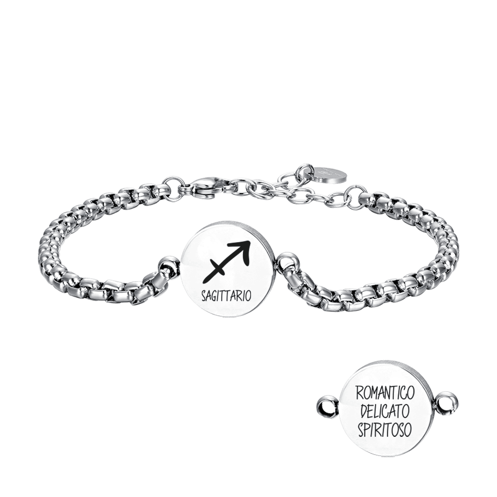 BRACCIALE UOMO IN ACCIAIO SEGNO ZODIACALE SAGITTARIO PIASTRA